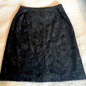 Ann Taylor Black Lace and Beaded Pencil Skirt Size 4